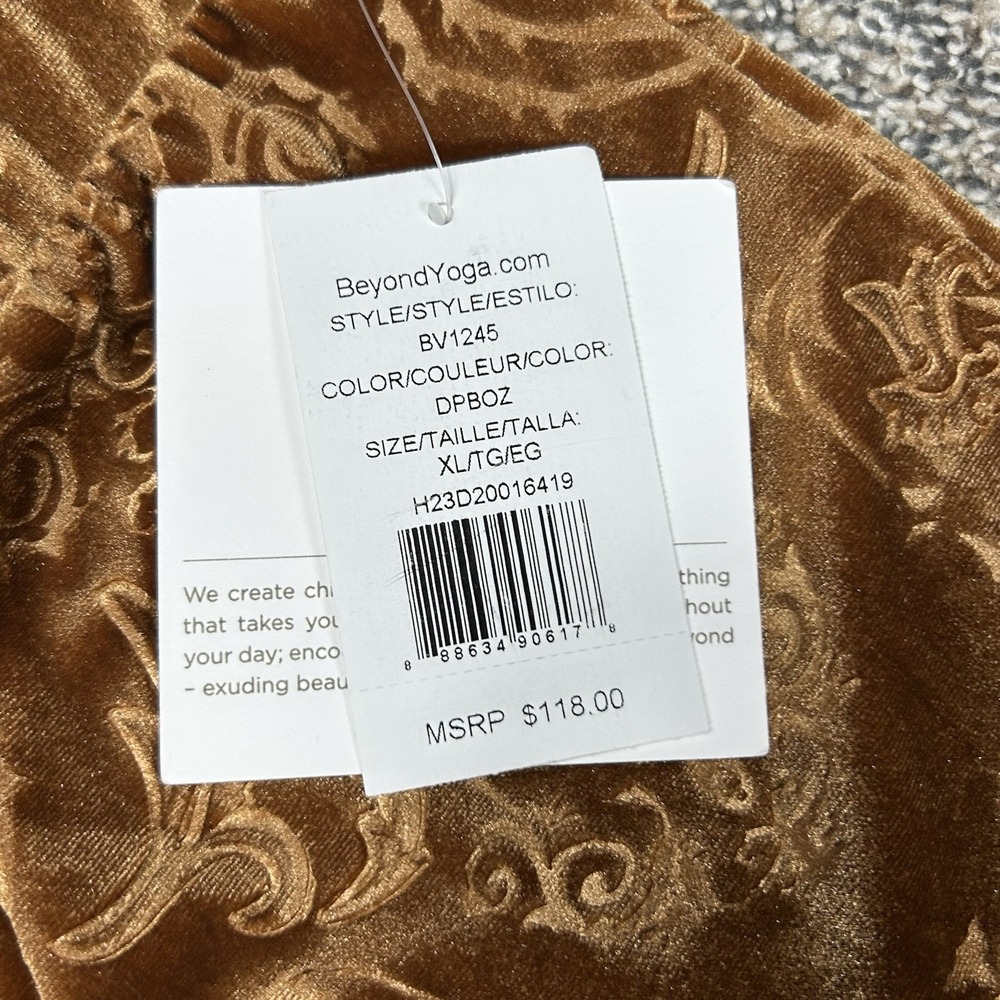 NEW Beyond Yoga Best Dressed Pant Bronze Womens XL Velvet Wide Leg Paisley Print - Picture 5 of 11